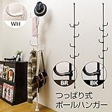 つっぱり式ポールハンガー/衣類収納 【ブラック】 高さ216.5cm～271cm スチールフレーム フック6個付き 見せる収納【代引不可】 生活用品 インテリア 雑貨 インテリア 家具 テーブル その他のテーブル top1-ds-18311