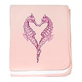 CafePress – SeahorsesハートBaby Blanket – スーパーソフトベビー毛布、新生児おくるみ ピンク 05008888726832E