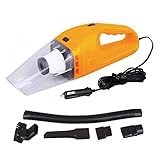 HUKOER 車用掃除機　DC 12V 106W 乾湿両用 超強吸引力　カークリーナー  5M ロング電源コード 家庭　車用 (オレンジ)