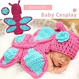 【OSYAREVO】 ベビー コスチューム 寝相アート ハロウィン 蝶 バタフライ Bug 虫 ベビー服 記念撮影 赤ちゃん 服 毛糸 撮影用衣装 コスチューム用小物 ピンク 赤ちゃん ワンサイズ