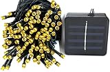 100 LED ソーラー イルミネーション 太陽光 充電式 コンセント不要 (イエロー)