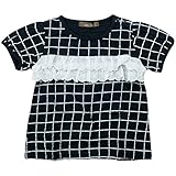 《春夏対応》 nico hrat(ニコフラート) 製品洗い加工済み 42/2天竺チェック半袖Tシャツ 120cm/NV NO.B-270116