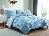 vcnyホームZarah Prettyピンタック掛け布団セット TWIN XL 66" x 92" シルバー ZRH-4CS-XLTW-KO-SX