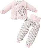 【SEBLES】ベビー服 パステルカラー あったか コットン トップス パンツ セット 新生児(ピンク,66cm)