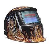 win_choice　太陽エネルギー自動フィルター溶接マスク　自動遮光溶接マスク/溶接面　溶接ヘルメット　溶接機　ソーラー充電式　激しい炎美女パターン