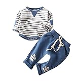 Little服装、inkachベビー女の子男の子幼児用コットンStipeプリントTシャツStarソリッドパンツ 90 ブルー HM-1