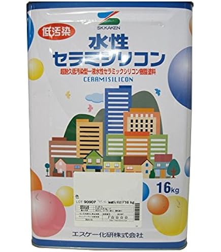 セラミシリコン 水性 ペンキ 塗料 塗装 Amazon.co.jp: 水性弾性セラミシリコン 16kg 3分艶 濃彩色 SR-414