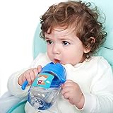 【ベビーアムール】Bebamour ベビーマグ ストロー マグカップ 260ml もれないストローマグ 替え飲み口付 ６ヶ月頃から (ブルー)