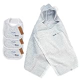 名入れ刺繍代込 ミルフィーユ ギフトセット2（ブルー） フード付きバスタオル+スタイ3枚 今治産 (0～3歳用) のし・包装・メッセージカード対応