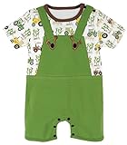 Stephan Baby Romper/Overall-Style Down on The Farm Tractor Diaper Cover, Green/White/Yellow, 6-12 Mo