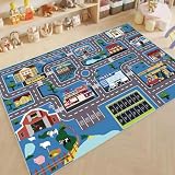 NICE FIVE 遊びマット 子供ゲームパッド 数字柄 道路交通 プレイマット カーペット 防音 防汚 洗える 抗皺不熱 防水 床暖房対応 ベビーや子供の部屋 早期教育 寝室 保育園 幼稚園 床暖房対応 (120*160cm,E)