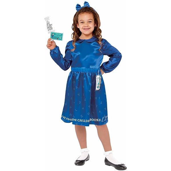 matilda blue dress red ribbon maxToonrain Kids Costume Girls 3 PCS Matilda Fancy with Headband and White Stockings for World Book Day Halloween Christmas (Large, 7-8 Year) Toys & Games maxi dresses casual Color:KHAKI friendly cardboard packaging thats Women's Plus Deep Black