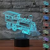 nchanceクリスマスギフトMagic Choochoo Trainランプ3dイリュージョン7 ColoursタッチスイッチUSB挿入LEDライト誕生日プレゼント、パーティー装飾