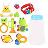 歯の教育用おもちゃを噛んでTeetherハンドベルのおもちゃ新生児のギフトセット赤ちゃん、8個