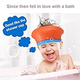 トトハウス(TOTO HOUSE) ママ安心 赤ちゃんに不快感を感じさせない ベビー 子供 シャワーキャップ サイズ調節可能 (オレンジ＋ブルー)