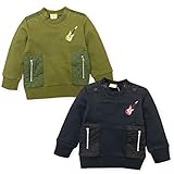 ベビー服 男の子 トレーナー 長袖  ムージョンジョン 裏毛 刺繍 フェイクジップ キルト 男児 ベビー (1.カーキ/95cm)