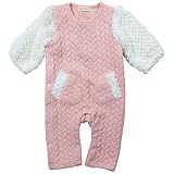 《秋冬春対応》SHORH KID'S(ショーキッズ) ケーブルニットキルト・シャギーカバーオール 70cm/ピンク NO.SD-50374