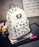 かわいい 猫足跡柄 デイバック リュック 通学/通勤/ レディース リュック 猫足跡柄ショルダーバッグ (ホワイト) [並行輸入品]