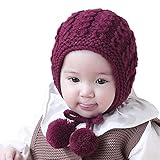 Domybestベビー用帽子　ニット　秋冬　寒さ対策　冷房　可愛い 衣装 赤ちゃん 新生児 出産祝い 百日記念　2色 (パープル)