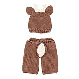 Perfk ウール　　写真の衣装　　人気　ニ​​ット　　かぎ針編みの服　　新生児　　誕生日　　全2色 - 褐色