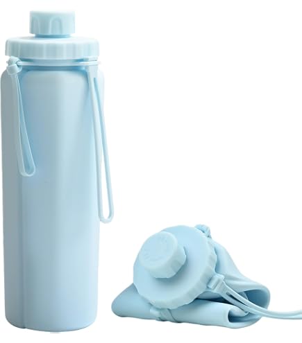 Amazon | Zxyler 折りたたみシリコン水筒 600ml 漏れ防止 耐冷耐熱 超