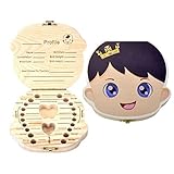 Mogoko Cute Print Baby Teeth Box Milk Teeth Wood Case Storage Keepsake Organizer Deciduous Souvenir 