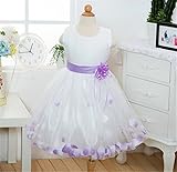 Candykids こども キッズ ドレス フォーマル ワンピース 衣装 ベビー 発表会 結婚式 花 誕生日 バースデー セレモニー 赤ちゃん チュール (130cm, パープル)