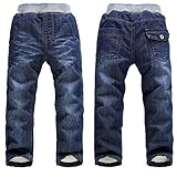 bibicola Baby Boy厚み付け暖かいジーンズ冬幼児用カジュアルコットンパンツ 5T ブルー