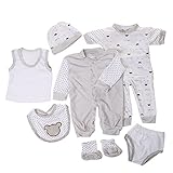 桜の顔 ベビー服 セット赤ちゃん服 新生児肌着８枚付き100％コットン手触りい 出産祝い (ブラウン)