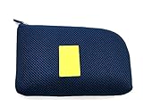 旅行小物収納　スマホ　携帯　充電器 便利　PC周辺小物用収納ポーチ　メッシュ柄 (紺色)