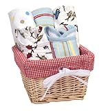 Trend Lab Dr. Seuss One Fish Two Fish Bib and Burp Cloth Basket Gift Set, 7 Piece by Trend Lab