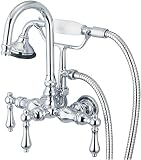 Water Creation F6-0012-01-CL Vintage Classic 3-3/8-Inch Center Wall Mount Tub Faucet with Gooseneck 