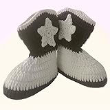 Baby Boots Crochet Shoes Handmade Boys Girls Newborn Infant Cowboy Boots Winter Shoes 11cm White and