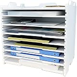 A4レターケース 卓上収納ラック 書類ホルダー 書類トレー 3段/4段/5段/7段/10段 書類ケース 高さ調節可能 深型/浅型 縦型/横型 小物収納 整理整頓 積み重ね 頑丈 おしゃれ 組立簡単 (A4&横型8段)