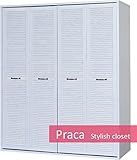 収納　ハンガーラック　ワードローブ　クローゼット　カラー：ホワイト　幅：150cm