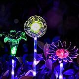 ILS - Solar Multi-Color Changing LED Flower Stake Light Transparent Lampshade Luminous Pole