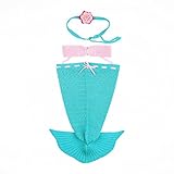 mimixiong(ミミクマ)マーメイド ニット コットン 寝袋 かわいい人魚 ベビー用着ぐるみ 0－1歳 (水色)
