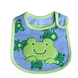 GOGO Cute Cartoon Pattern 3 Layer Toddler Baby Bibs With Beautiful Decoration Side Closure-GREEN FRO