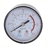SODIAL ラウンド0-180 psi 13mm 1/4BSP直径ダイヤルコンパレータエアマノメータ　黒