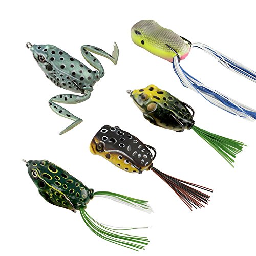 送料無料フロッグトップウォーター中空フロッグ雷魚釣りソフトルアー5種セット 即戦力釣り情報