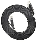 有線LANフラットケーブル CAT6対応 スリムタイプ (1本, ブラック, 5m)