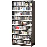 1503枚収納 CD屋さんのCD/DVDラック 収納力2倍の前後棚仕様 幅89cm インデックスプレート20枚付き (ダークブラウン D)