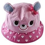 Happy Cherry　子供　ハット　赤ちゃん　キャップ　可愛い　帽子　サンバイザー　女の子　耳飾り　つば広さ　夏　日焼け　アウトドア　プレゼント　ピンク　頭囲52cm