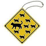 【大蔵製作所】トラフィックン あんしん リフレクター 動物注意 ねこシリーズ (ねこ横断) 反射 キーホルダー