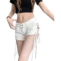 unknown グランジ レースアップ ミニ丈 デニムショートパンツ d.i.a デニムショートパンツ レディース 短パン[品番：AGCW0001723