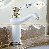 WANFAN真鍮ボディシングルハンドル洗面台蛇口_white