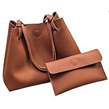 MARKC(ﾏｰｸｼｰ) トートバッグ ブラウン モード シック スタイリッシュ ポーチ付 PU レザー ビジネス カジュアル フォーマル 通勤 ショルダーバッグ
