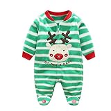 Deylaying 赤ちゃん 男の子 女の子 可愛い 動物 パターン ロンパース クリスマス エルク 長袖 保暖 防寒 ジャンプスーツ 男女兼用 新生児 パジャマ 秋冬 カバーオール クリスマスの服 