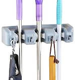 Jokhooモップほうきホルダー壁マウントオーガナイザーHangingガレージユーティリティツールオーガナイザーとストレージラック商業用浴室ランドリールームクローゼットガーデニング 26x6