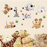 Let 's DIYかわいい漫画犬ウォールステッカー子供寝室保育園ホーム装飾壁画デカール